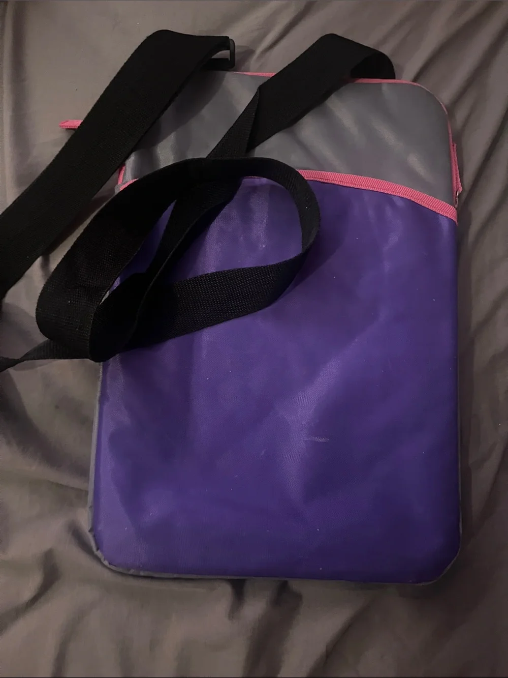 Purple Laptop Sleeve with Black Strap and Pink Trim